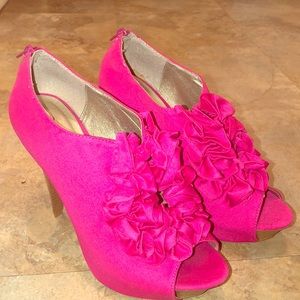 Fuschia open toe heels